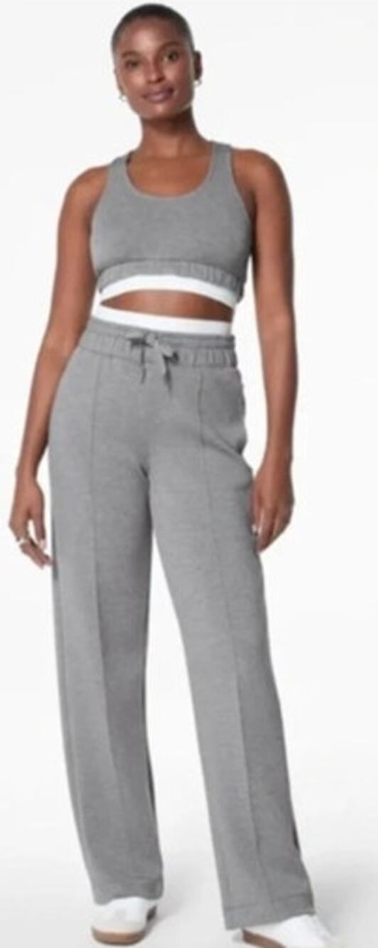 NWOT Spanx Airessential Gray Double Waistband Wide-leg Sweatpants Size L